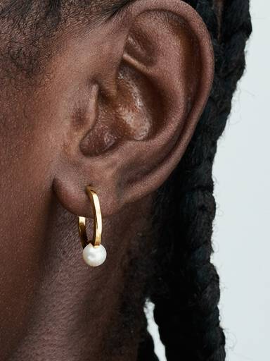 FINAL SALE - Treated Freshwater Cultured Pearl Hoop Earrings