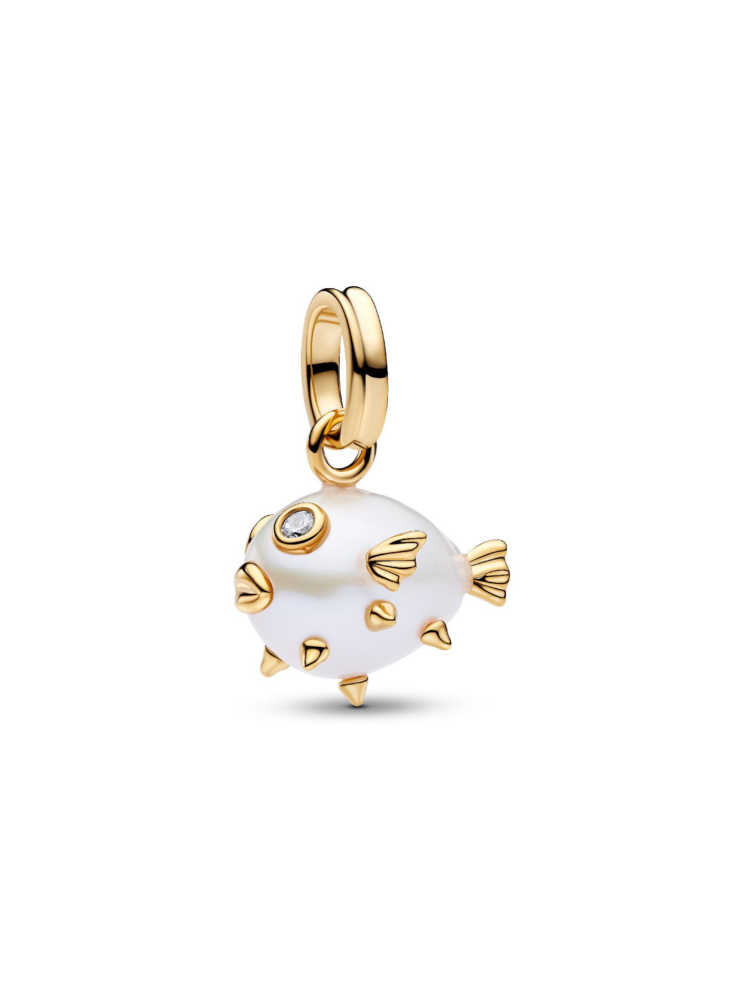 Treated Freshwater Cultured Baroque Pearl Pufferfish Dangle Charm