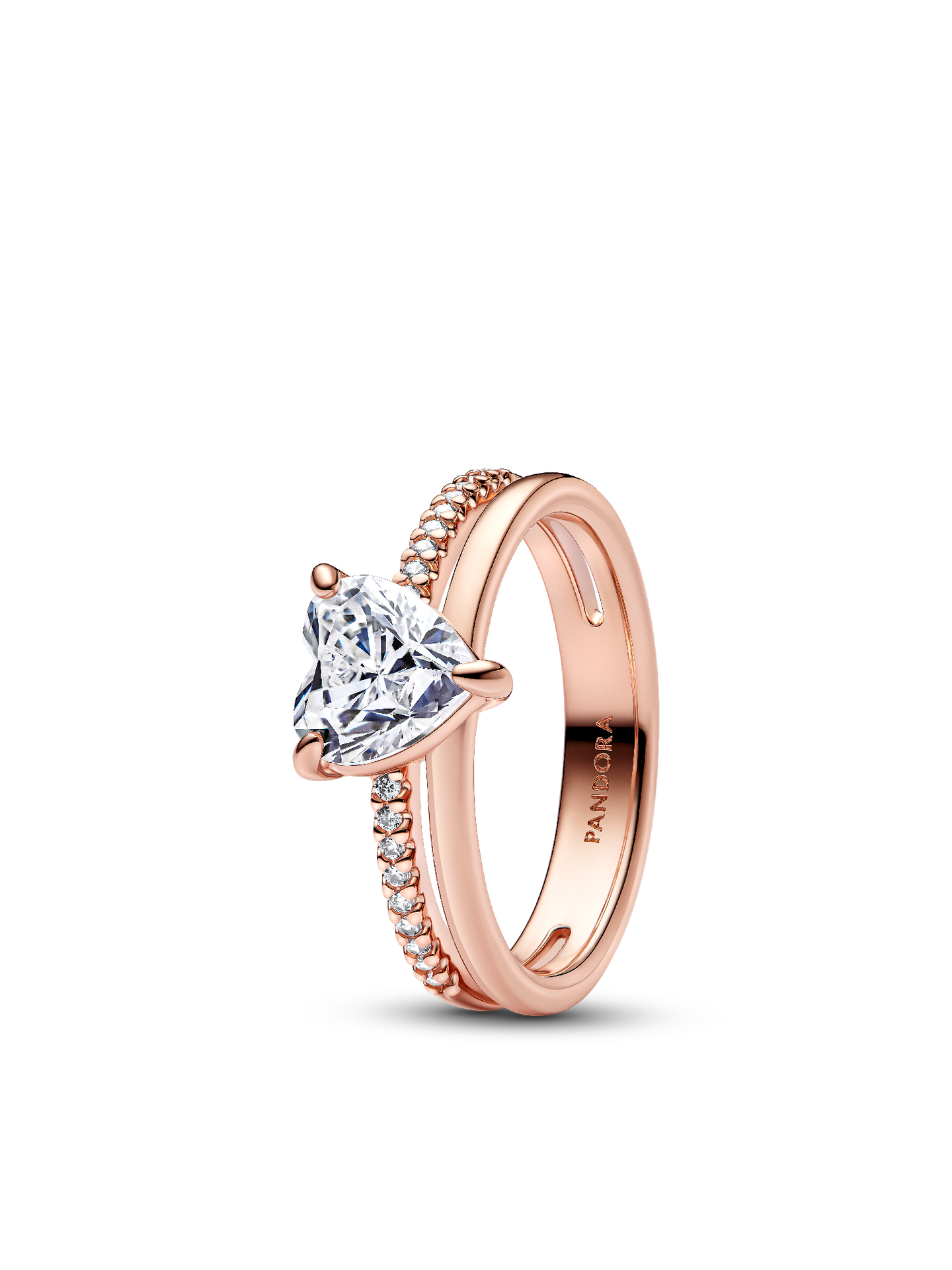 Женское кольцо Pandora Double Band Heart, Rose gold plated, цвет: Покрытие розовым золотом — фото 1