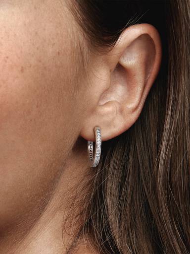 Sparkle and Pandora Logo Hoop Earrings