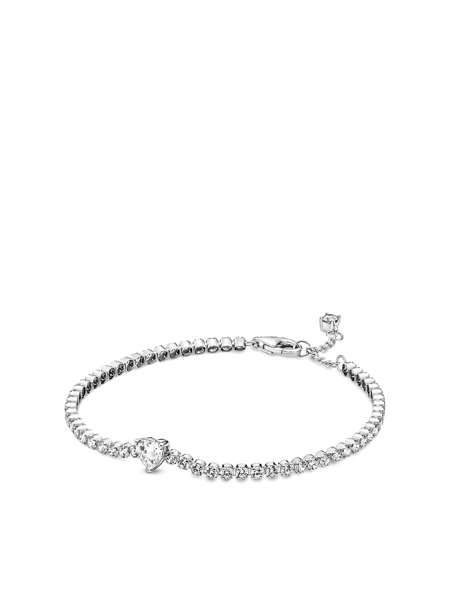 Женский браслет Pandora Sparkling Heart Tennis, Sterling silver, цвет: Серебро — фото 1