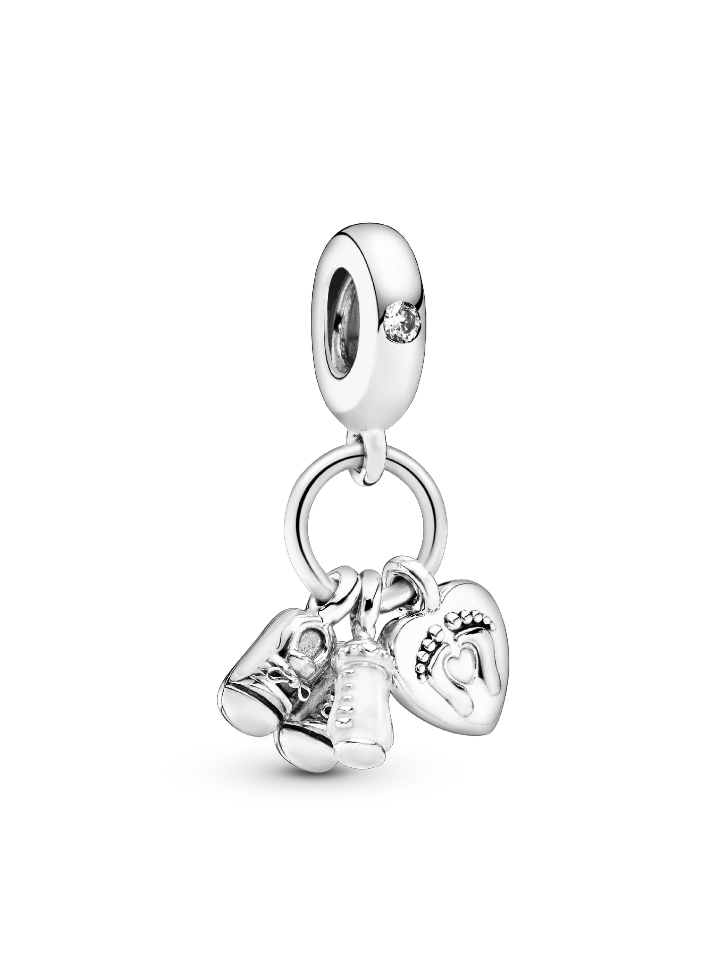 Обувь Pandora Baby Bottle and Shoes Dangle Charm, цвет: Серебро