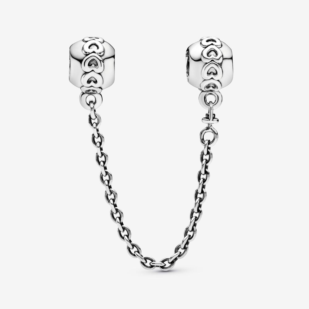 Band of Hearts Safety Chain Charm | Sterling silver | Pandora US