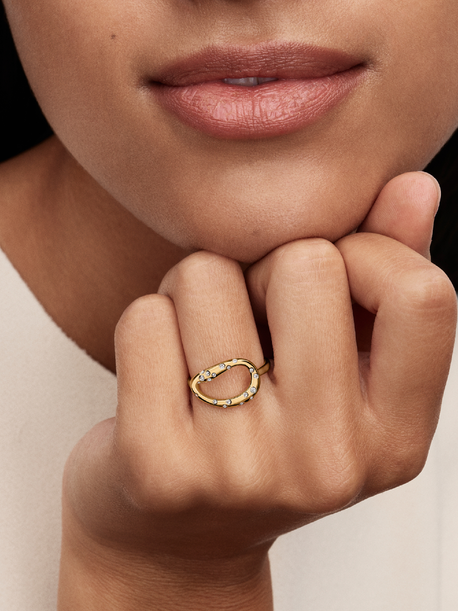 Organically Shaped Stone-Set Statement Ring