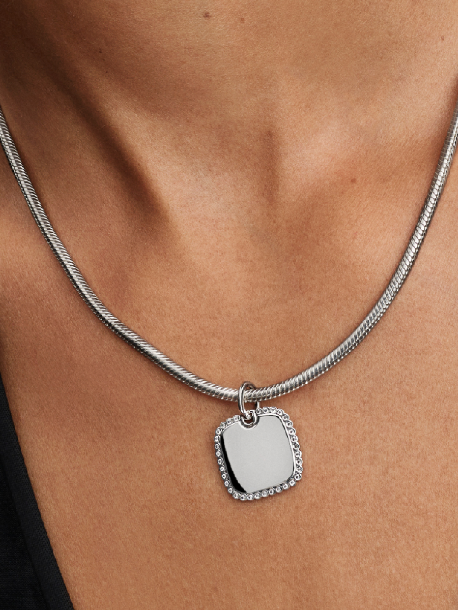 Engravable Square Tag Pendant | Sterling silver | Pandora US