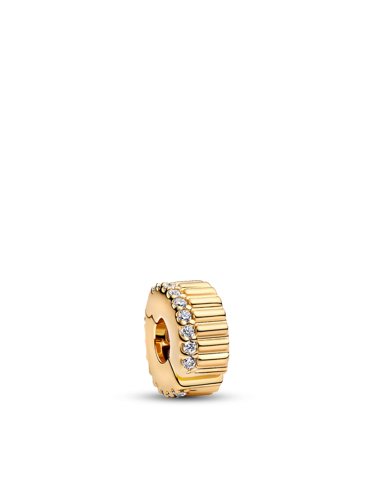 Женский шарм Pandora Ribbed Clip Charm, цвет: Позолоченный — фото 1