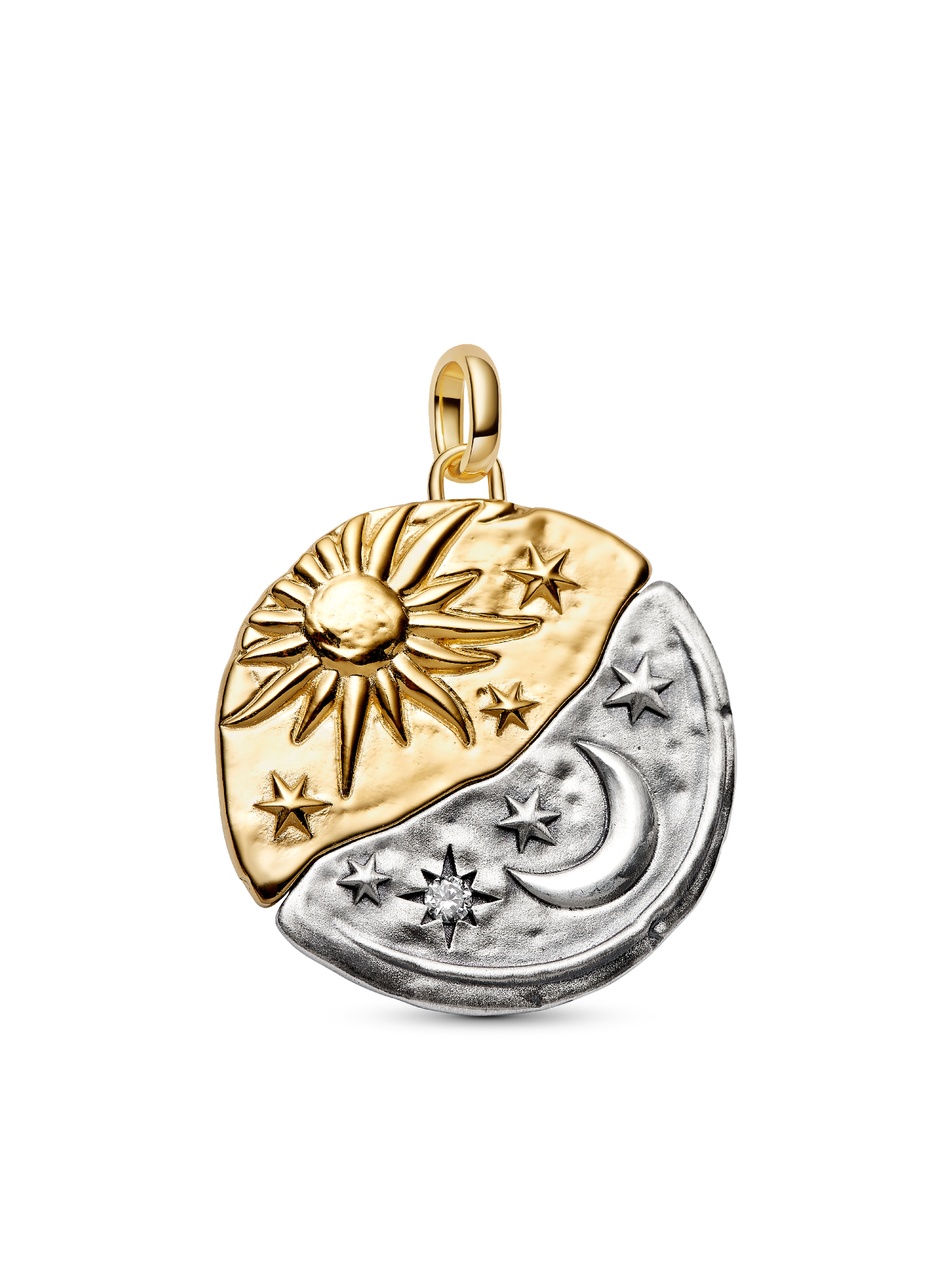 Женский шарм Pandora Sun & Moon Oversized Medallion Charm, цвет: Двухцветный — фото 1