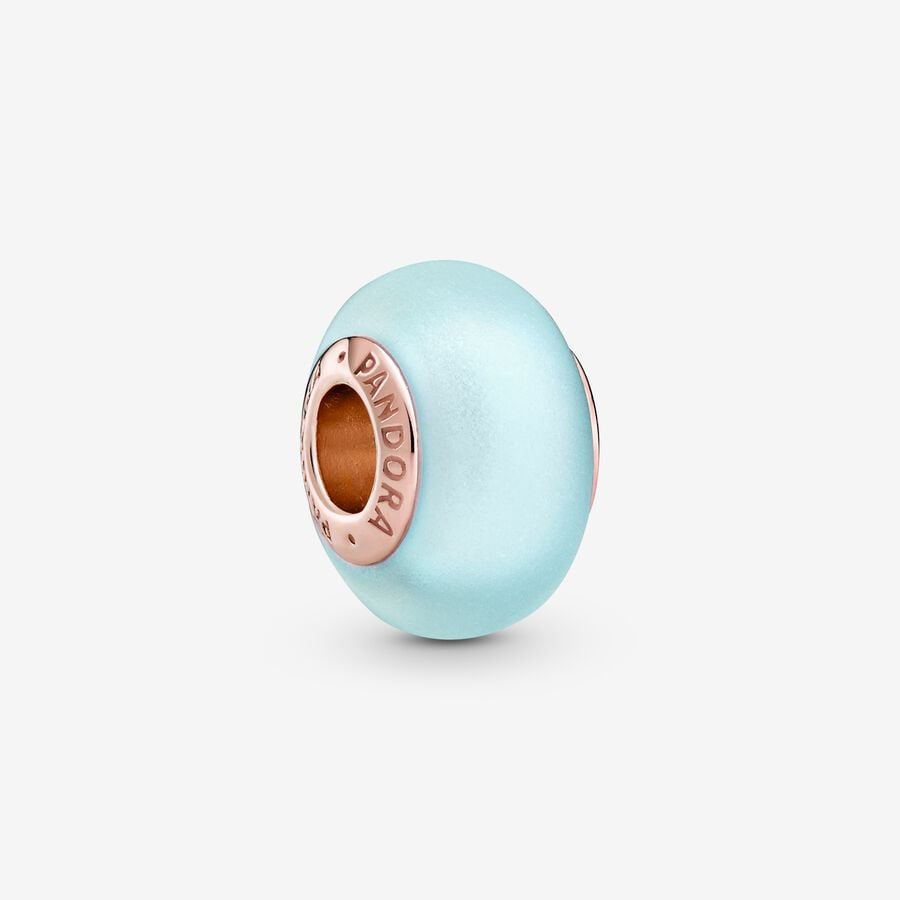 De eigenaar Geestig hoek Matte Blue Murano Glass Charm | Rose gold plated | Pandora US