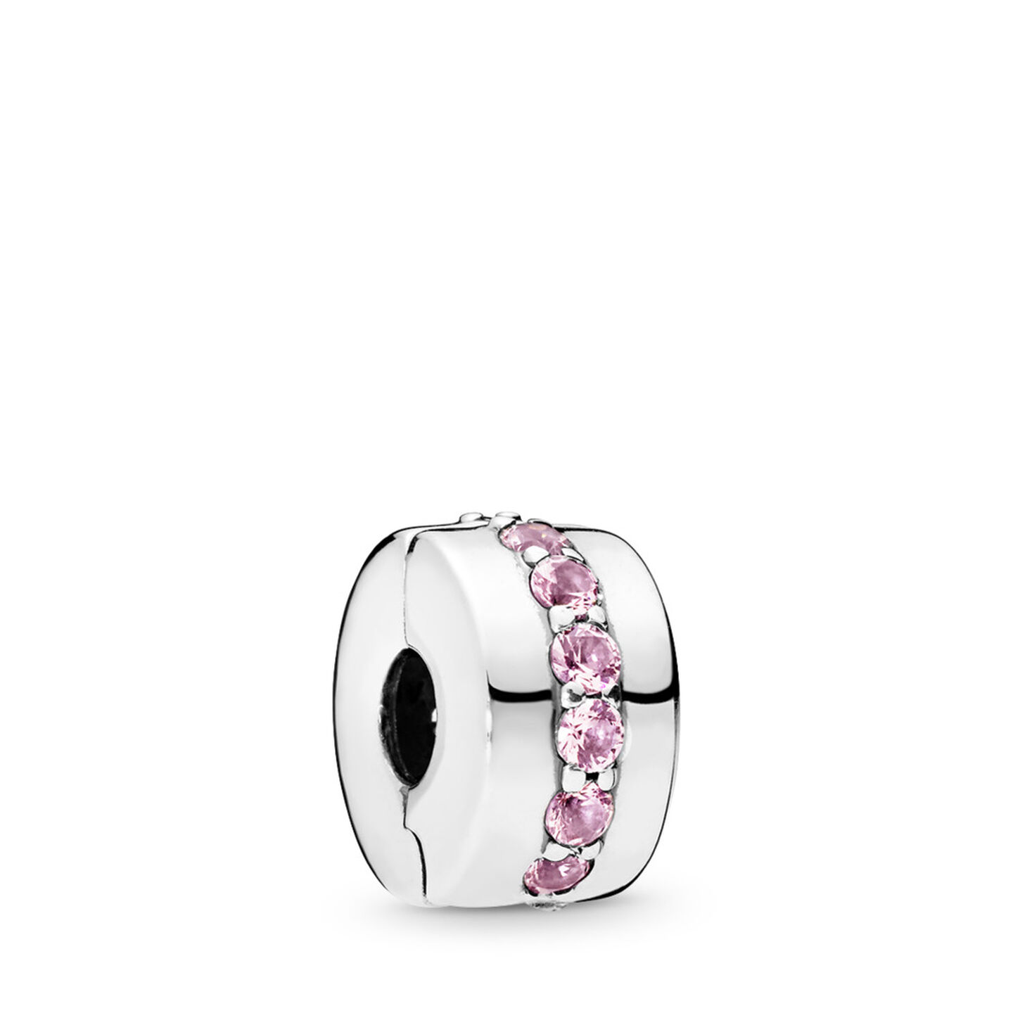 Женский шарм Pandora Pink Sparkling Row Clip Charm, цвет: Серебро — фото 2