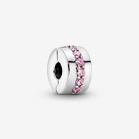 Pink Sparkling Row Clip Charm | Sterling silver | Pandora US
