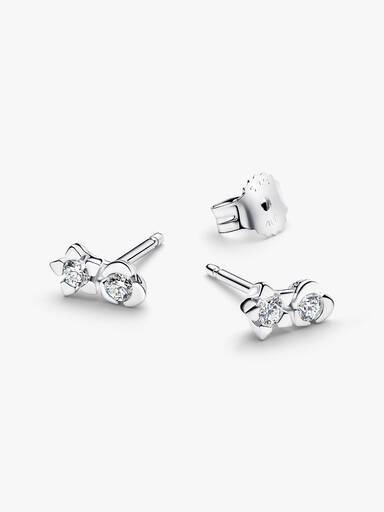 Pandora Talisman Sterling Silver Lab-Grown Diamond Heart & Star Stud Earrings