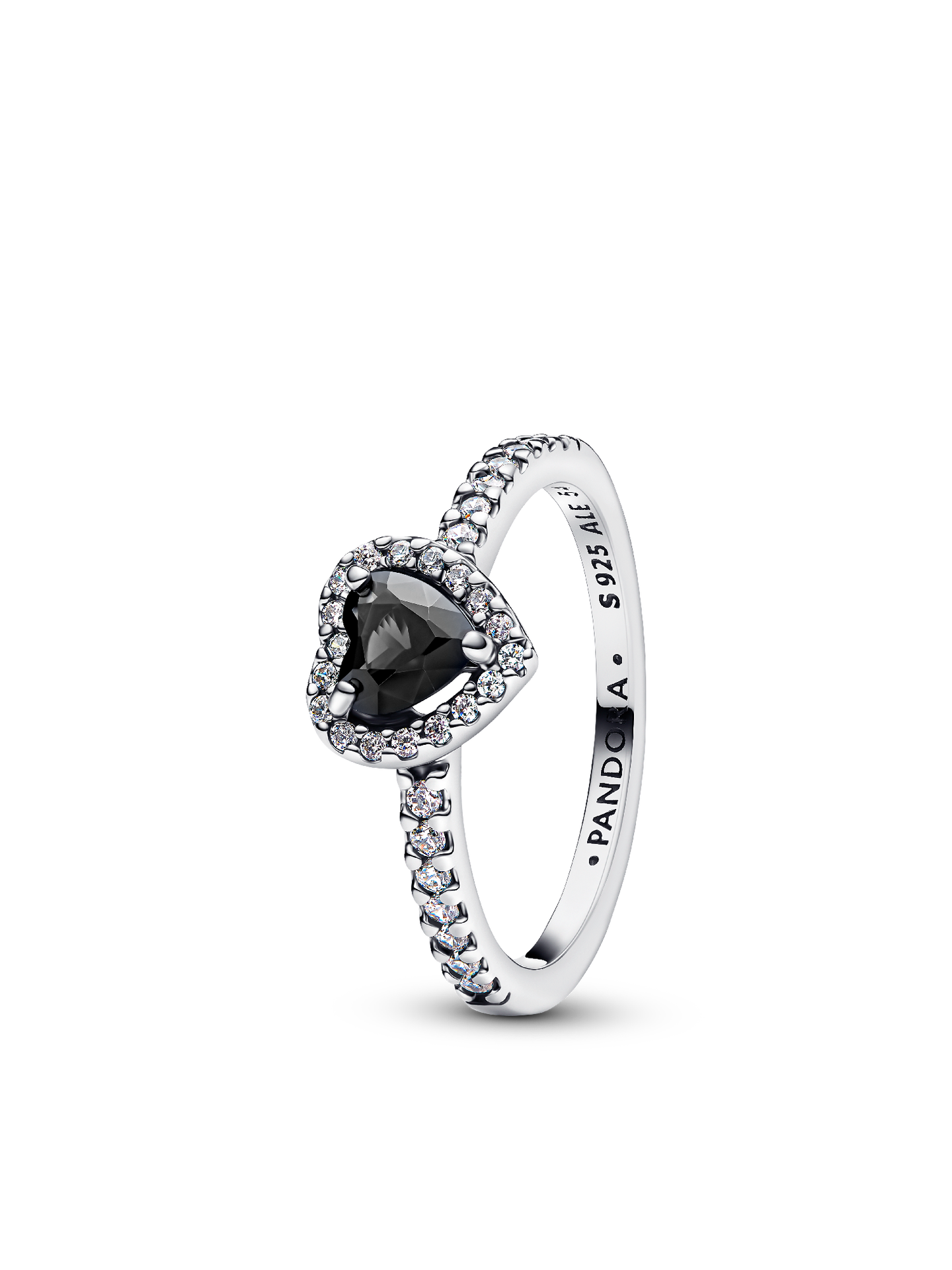 Женское кольцо Pandora Elevated Black Heart, цвет: Серебро — фото 1