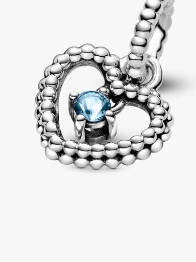 FINAL SALE - March Aqua Blue Beaded Heart Dangle Charm
