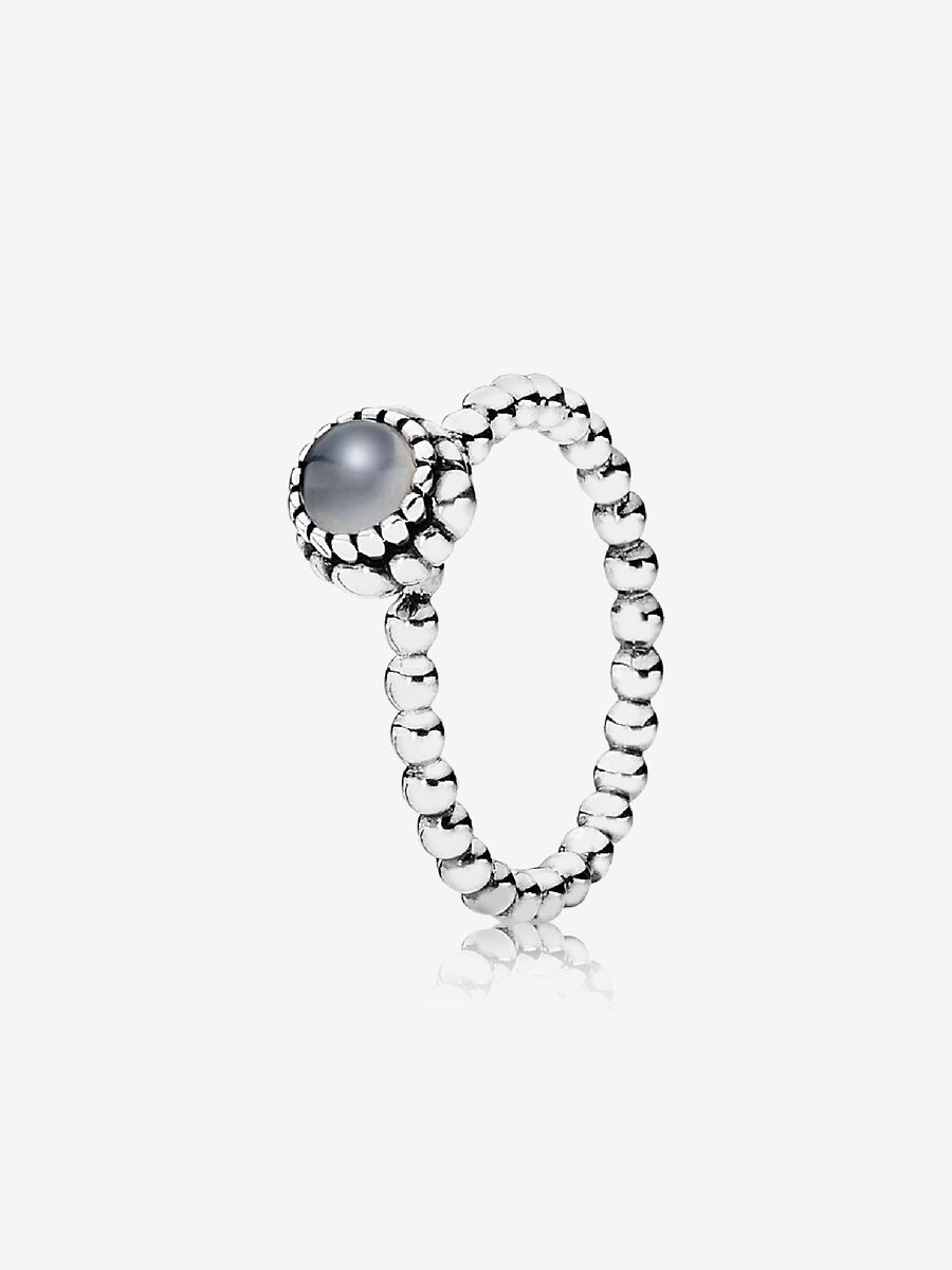 Birthday Blooms Ring, June, Grey Moonstone