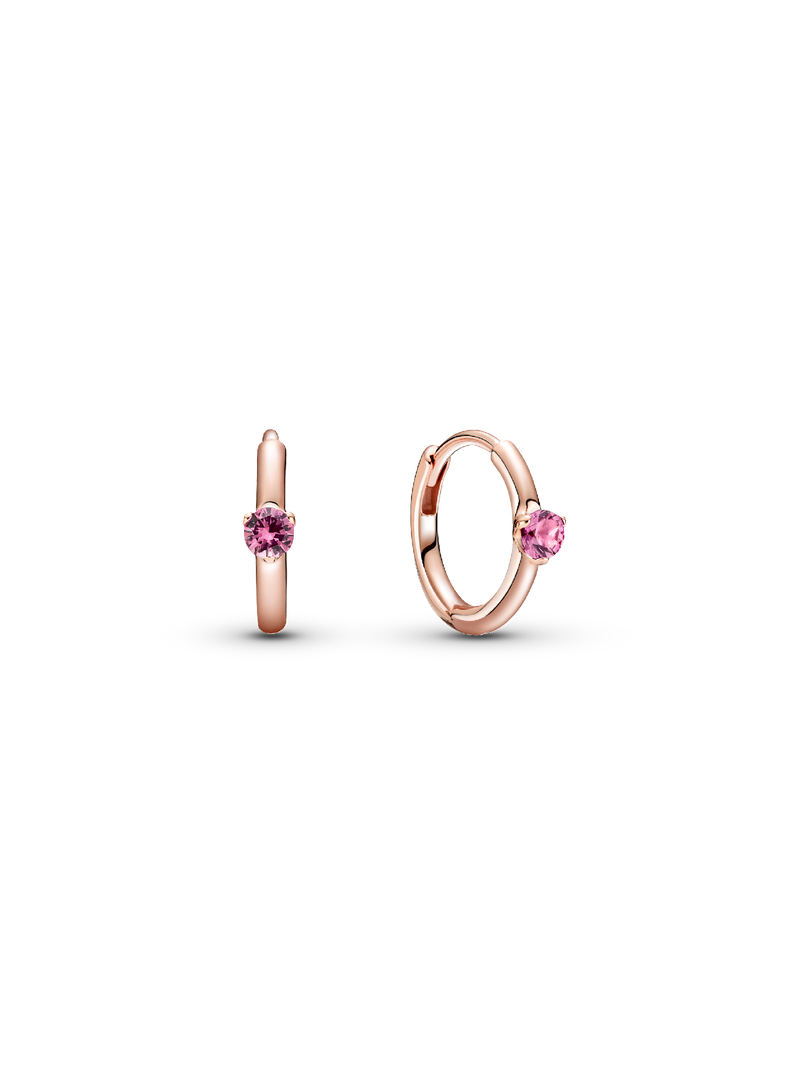 Pink Solitaire Huggie Hoop Earrings