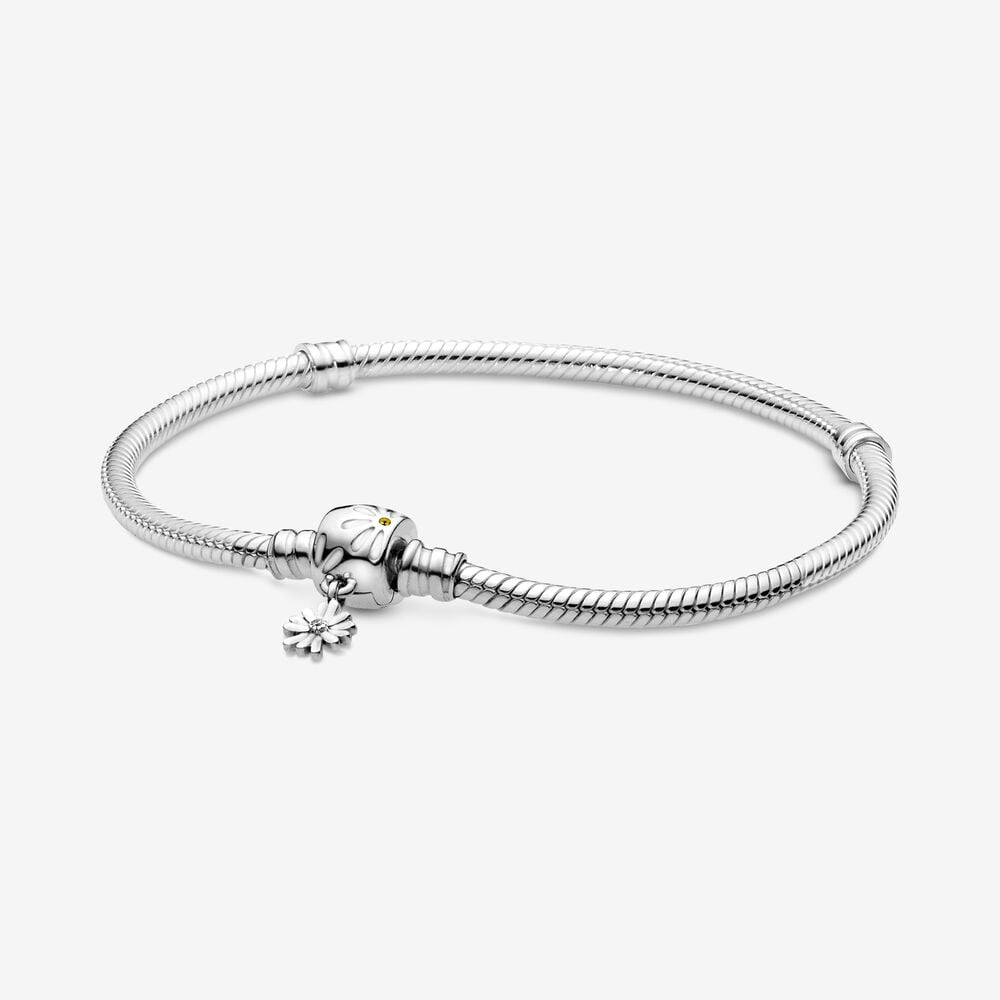 Pandora Moments Daisy Flower Clasp Snake Chain Bracelet | Sterling ...