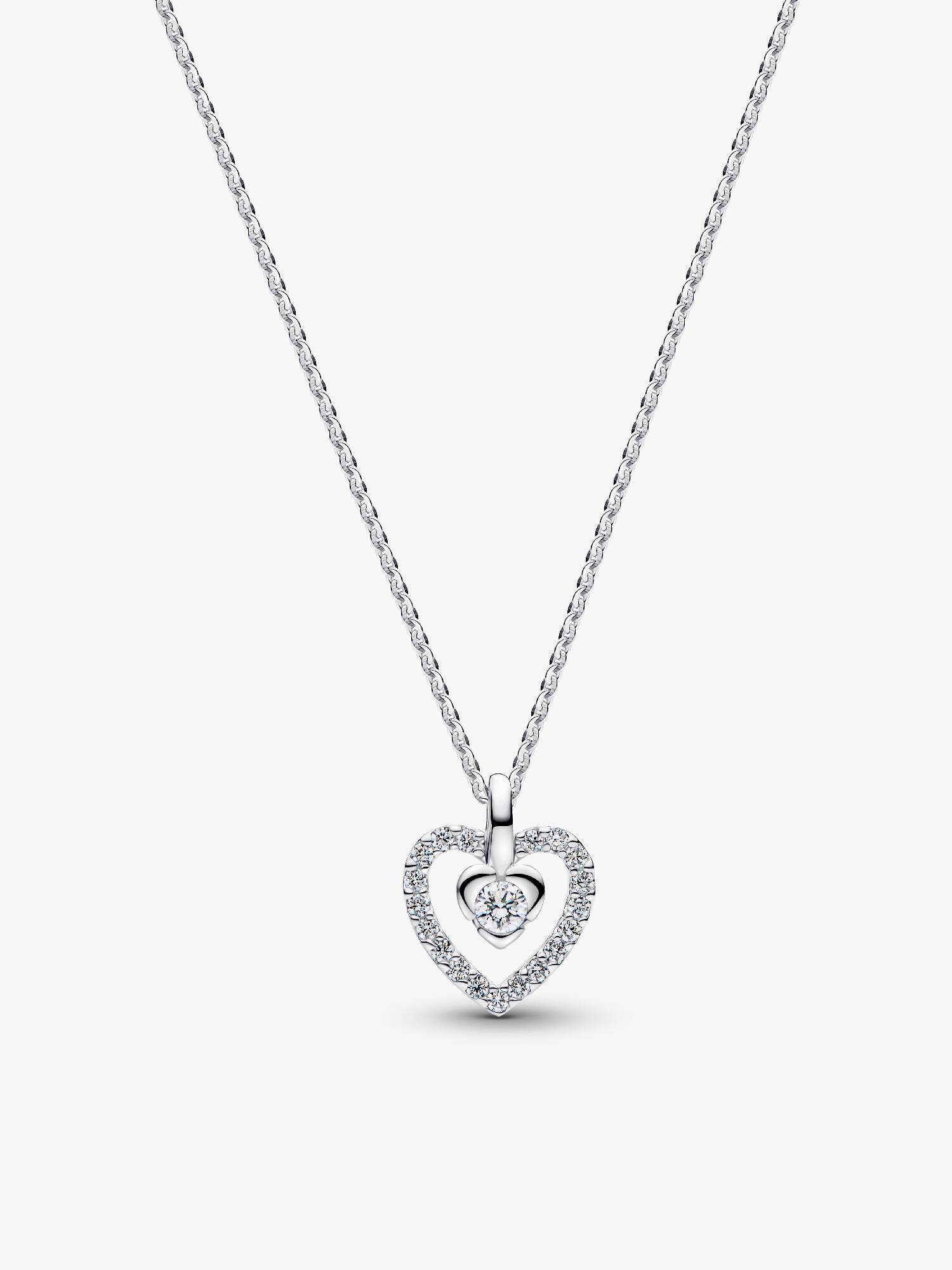 Pandora Talisman Sterling Silver Lab-Grown Diamond Heart Pendant Necklace