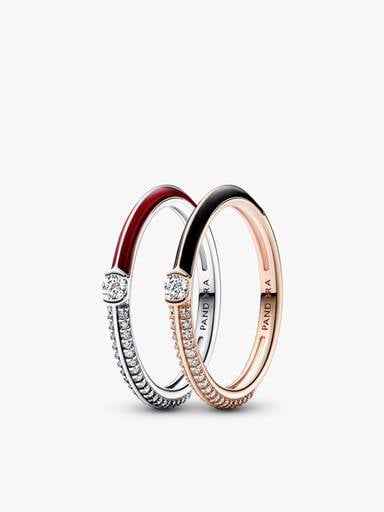 Pandora ME Pavé Red and Black Ring Set
