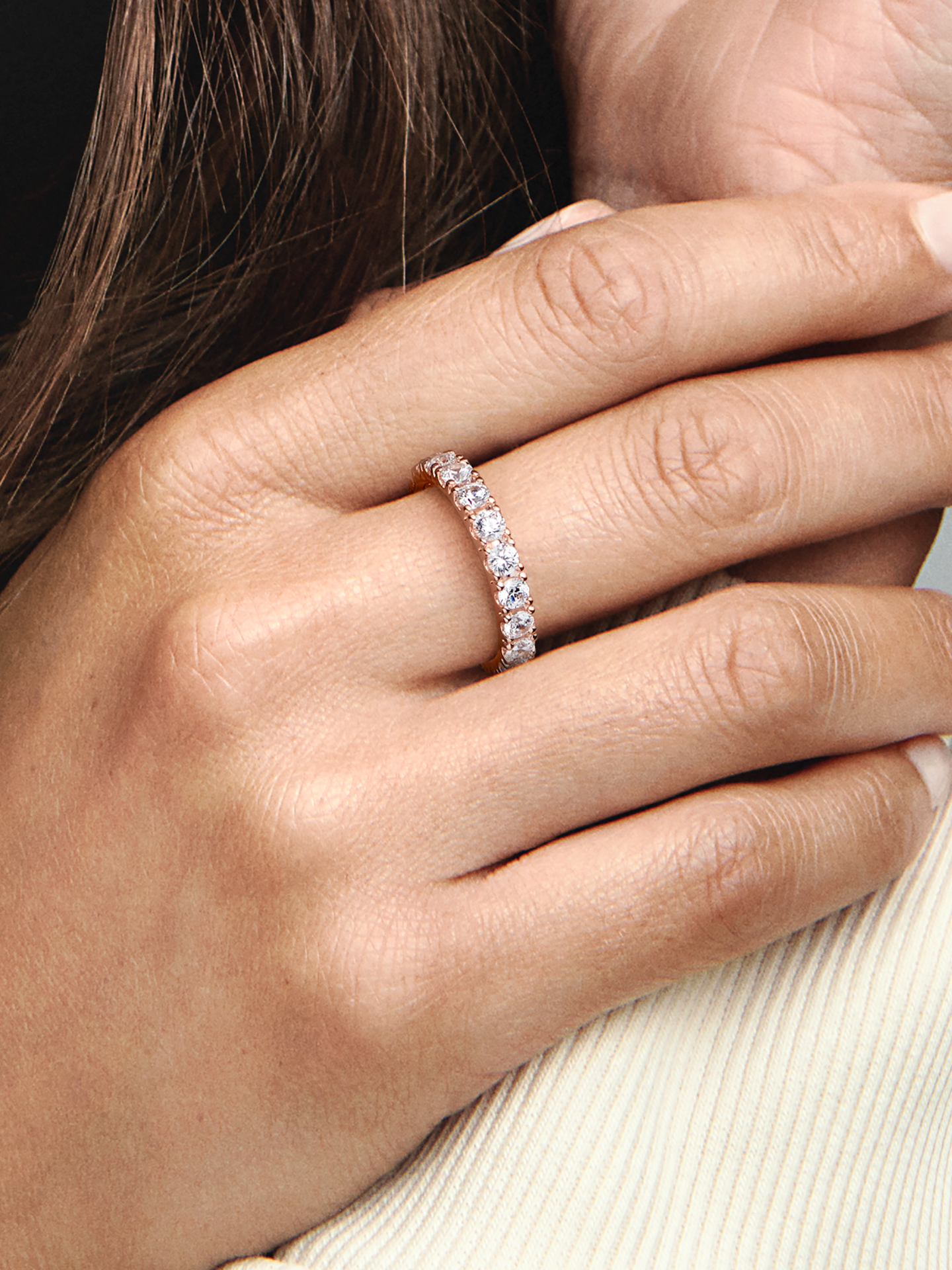 Женское кольцо Pandora Sparkling Row Eternity, Rose gold plated, цвет: Покрытие розовым золотом — фото 3