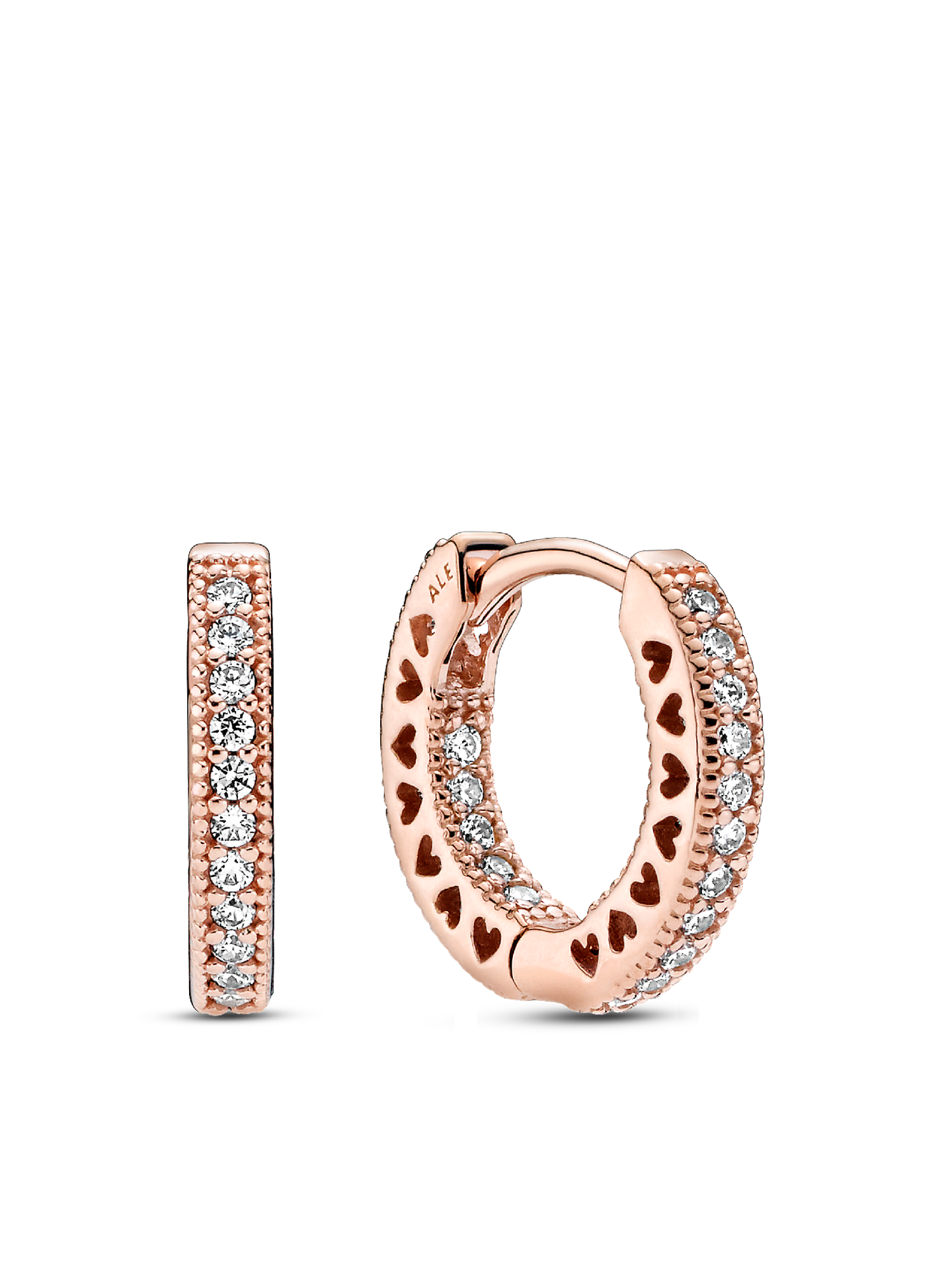 Женские серьги Pandora Pavé Heart, Rose gold plated, цвет: Покрытие розовым золотом — фото 1