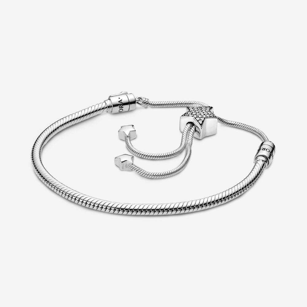 Pandora Moments Pavé Star and Snake Chain Sliding Bracelet