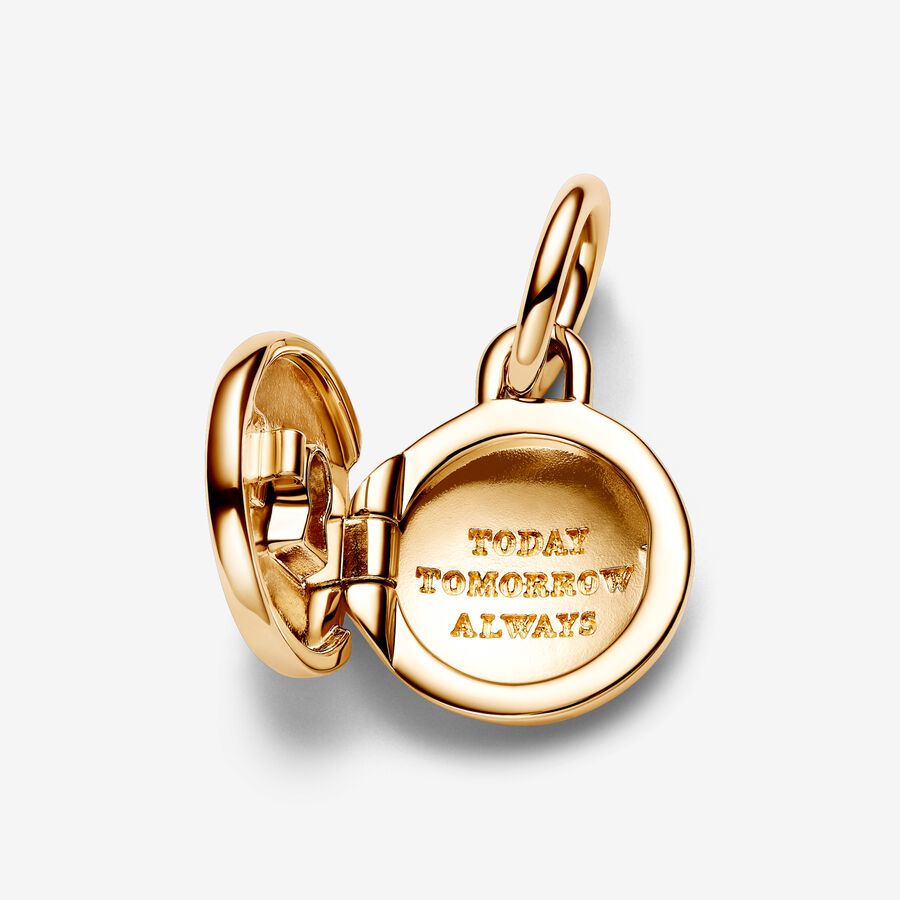 Openable & Engravable Love Locket Dangle Charm | Gold plated | Pandora US