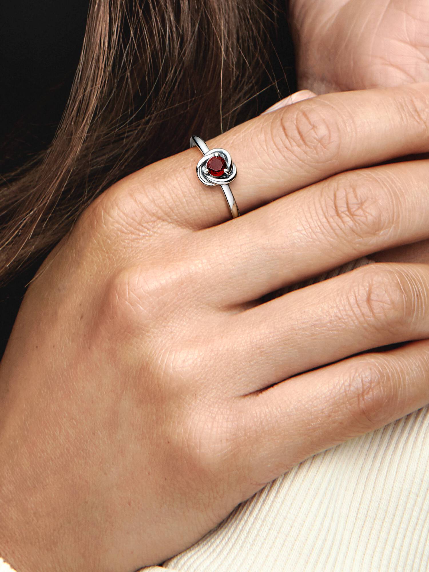 January Red Eternity Circle Ring