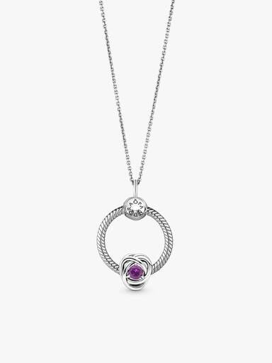 February Birthstone Eternity Circle O Pendant Set