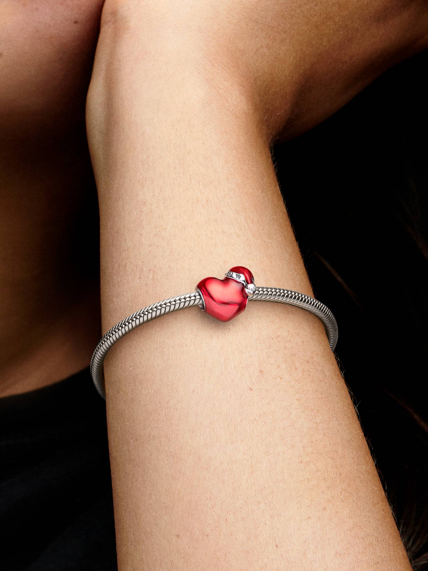 FINAL SALE - Metallic Red Christmas Heart Charm