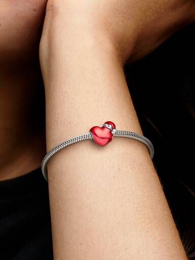 FINAL SALE - Metallic Red Christmas Heart Charm