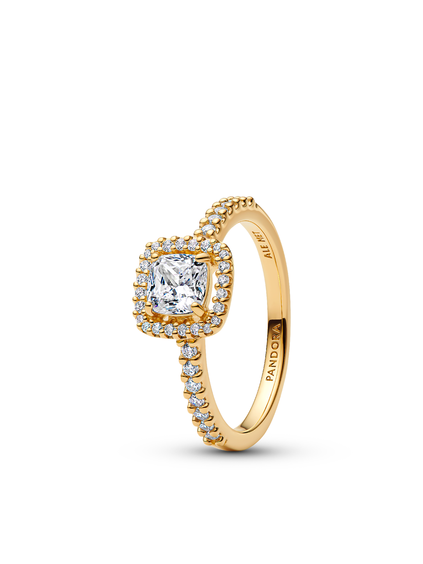 Женское кольцо Pandora Sparkling Square Clear Halo, цвет: Позолоченный — фото 1