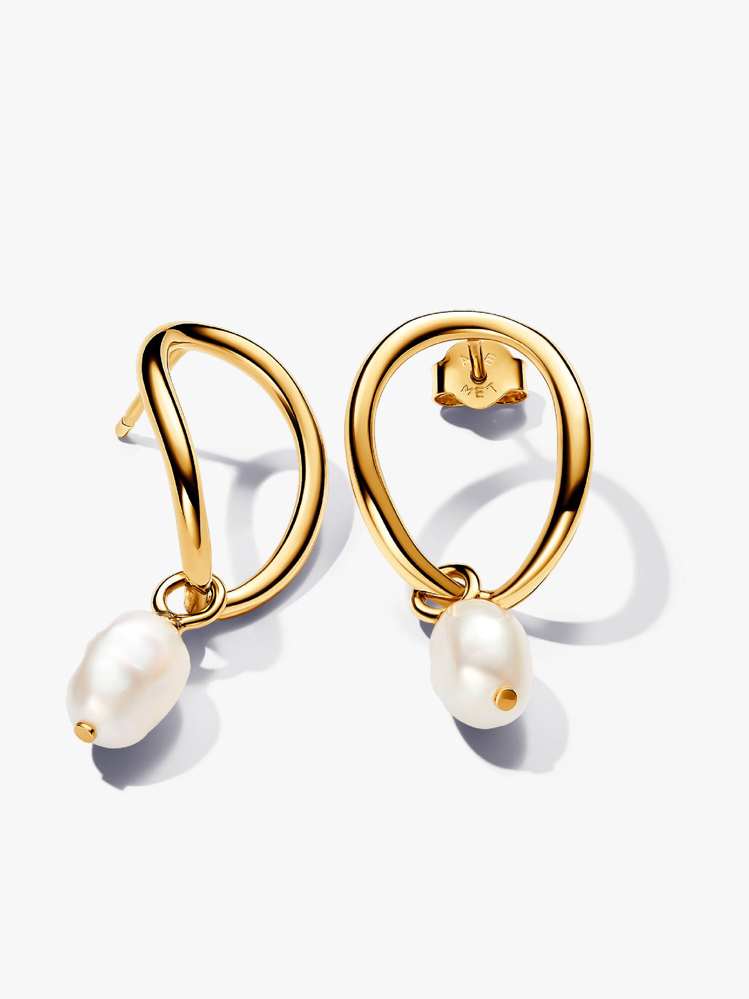 Organically Shaped Circle & Baroque Treated Freshwater Cultured Pearl Earrings