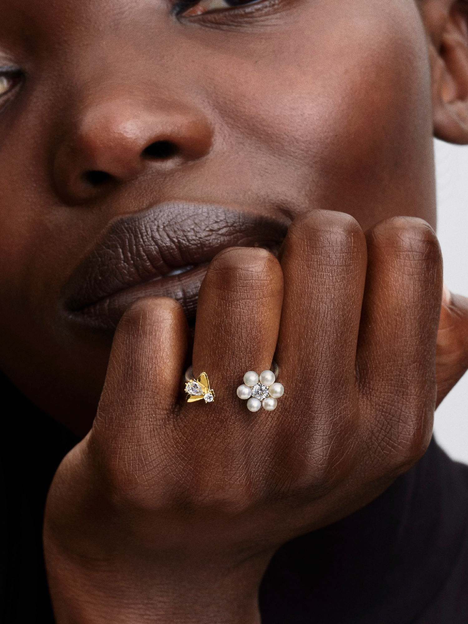 Bridgerton Bee & Treated Freshwater Cultured Pearl Flower Open Ring