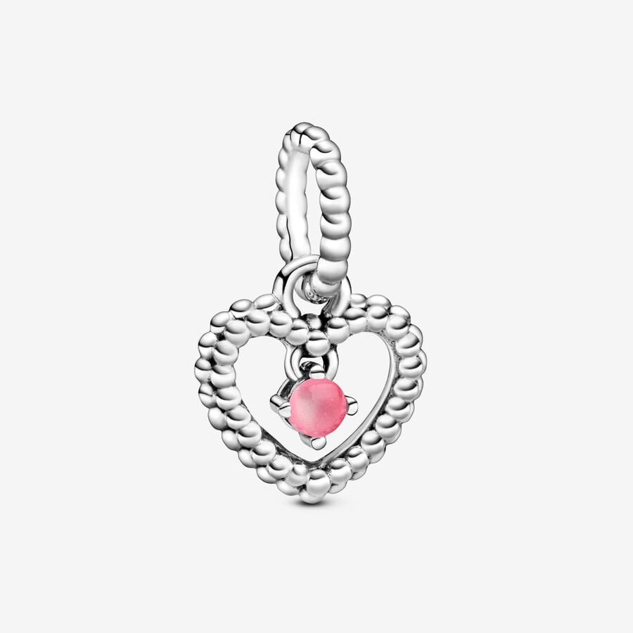 October Petal Pink Beaded Heart Dangle Charm image number 0