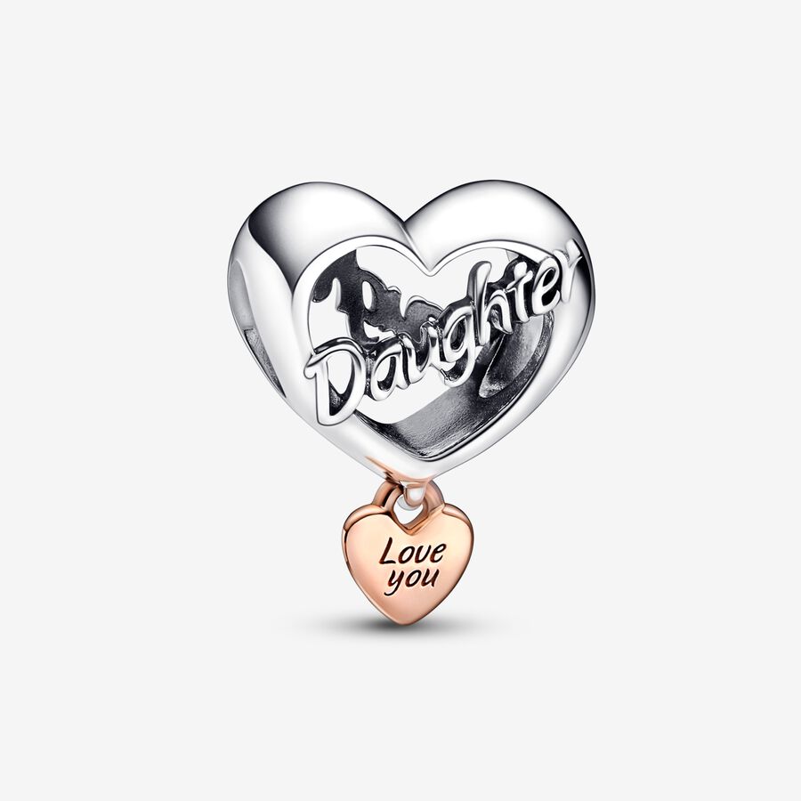 Love You Daughter Heart Charm Two-tone | US