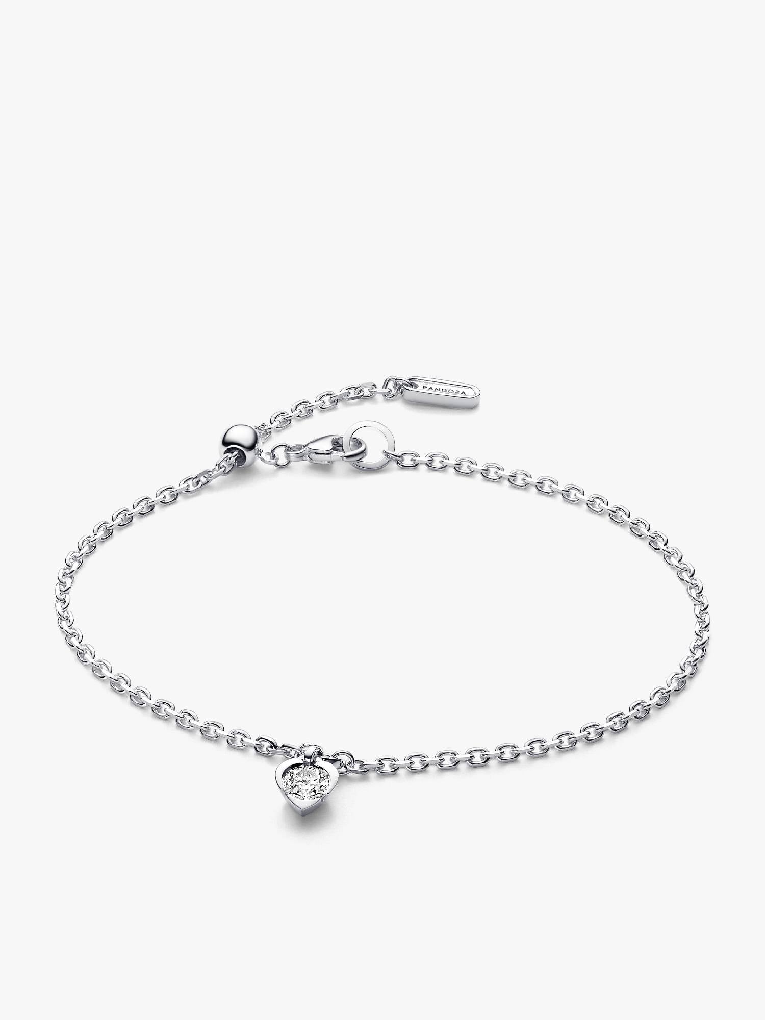 FINAL SALE - Pandora Talisman Sterling Silver Lab-grown Diamond Heart Chain Bracelet