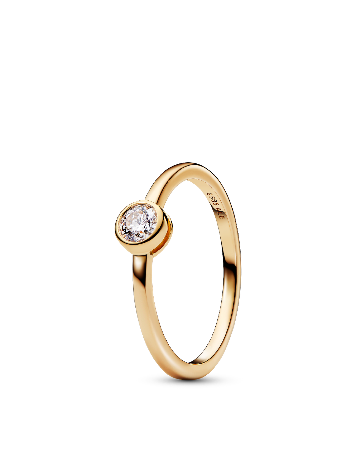 Женские кольца Pandora Era Bezel 14k Gold Lab-grown Diamond #152900C01, цвет: Золотой — фото 1