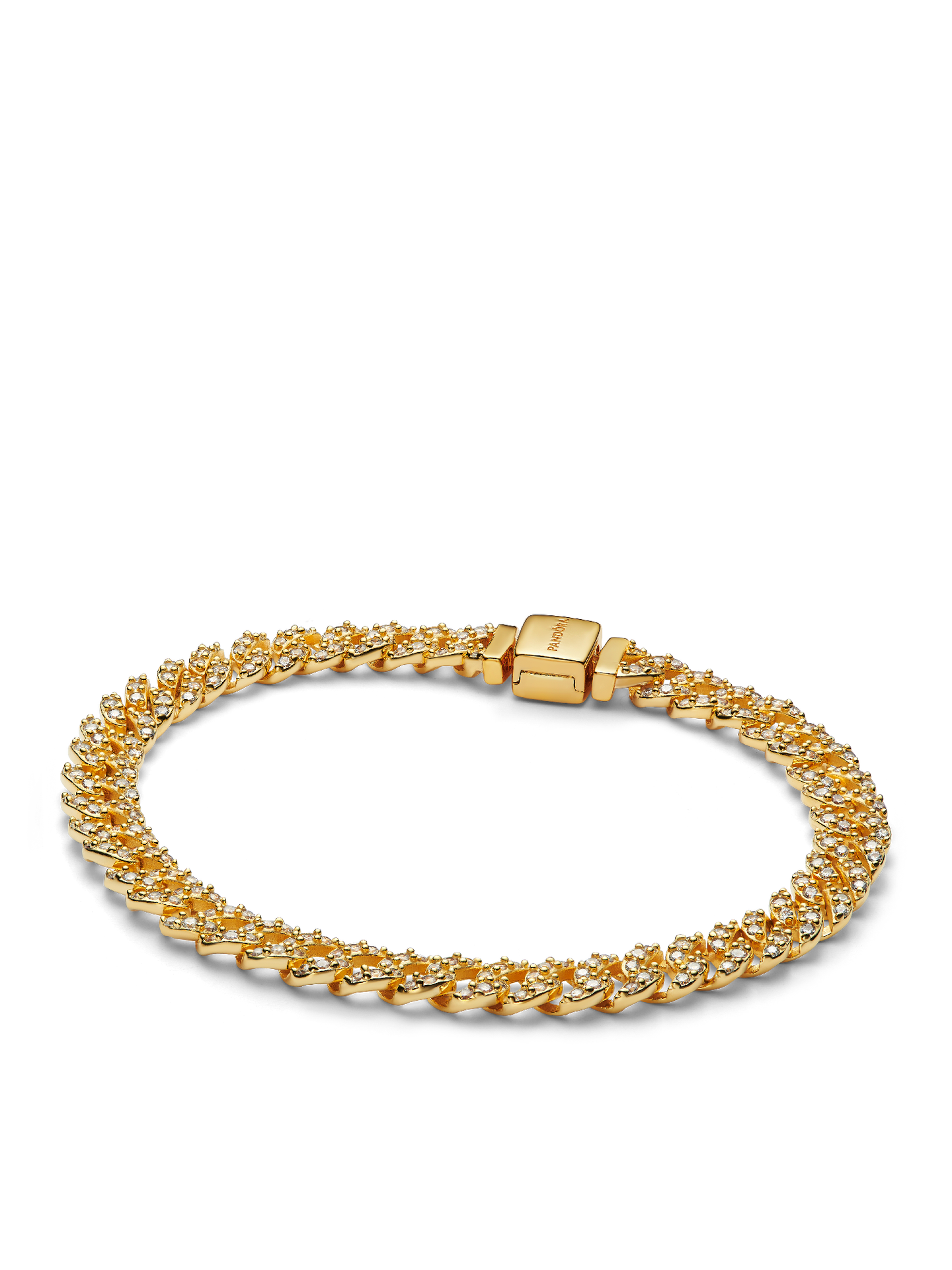 Женский браслет Pandora Pavé Cuban Chain, Gold plated, цвет: Позолоченный — фото 1