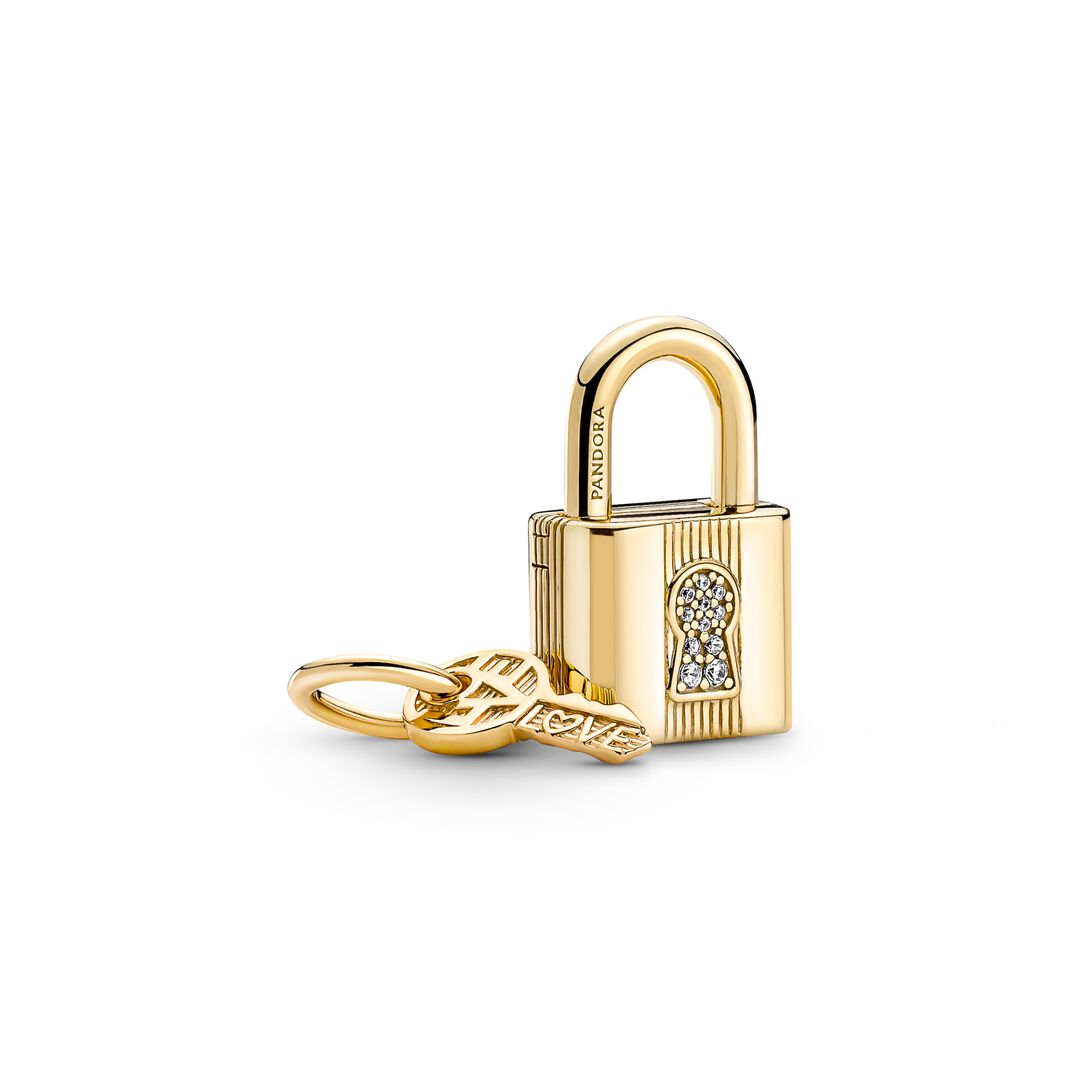 Gold Padlock Bracelet Set