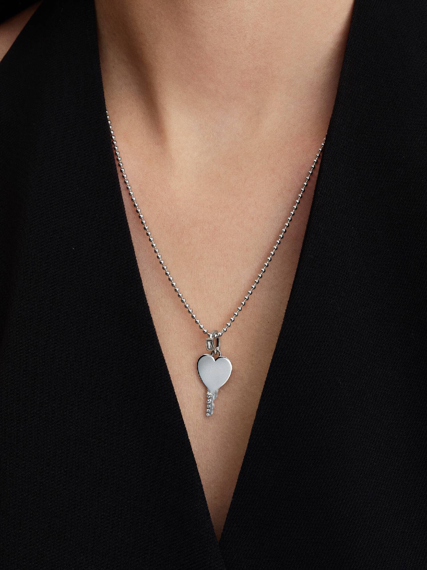 Engravable Heart Key Pendant