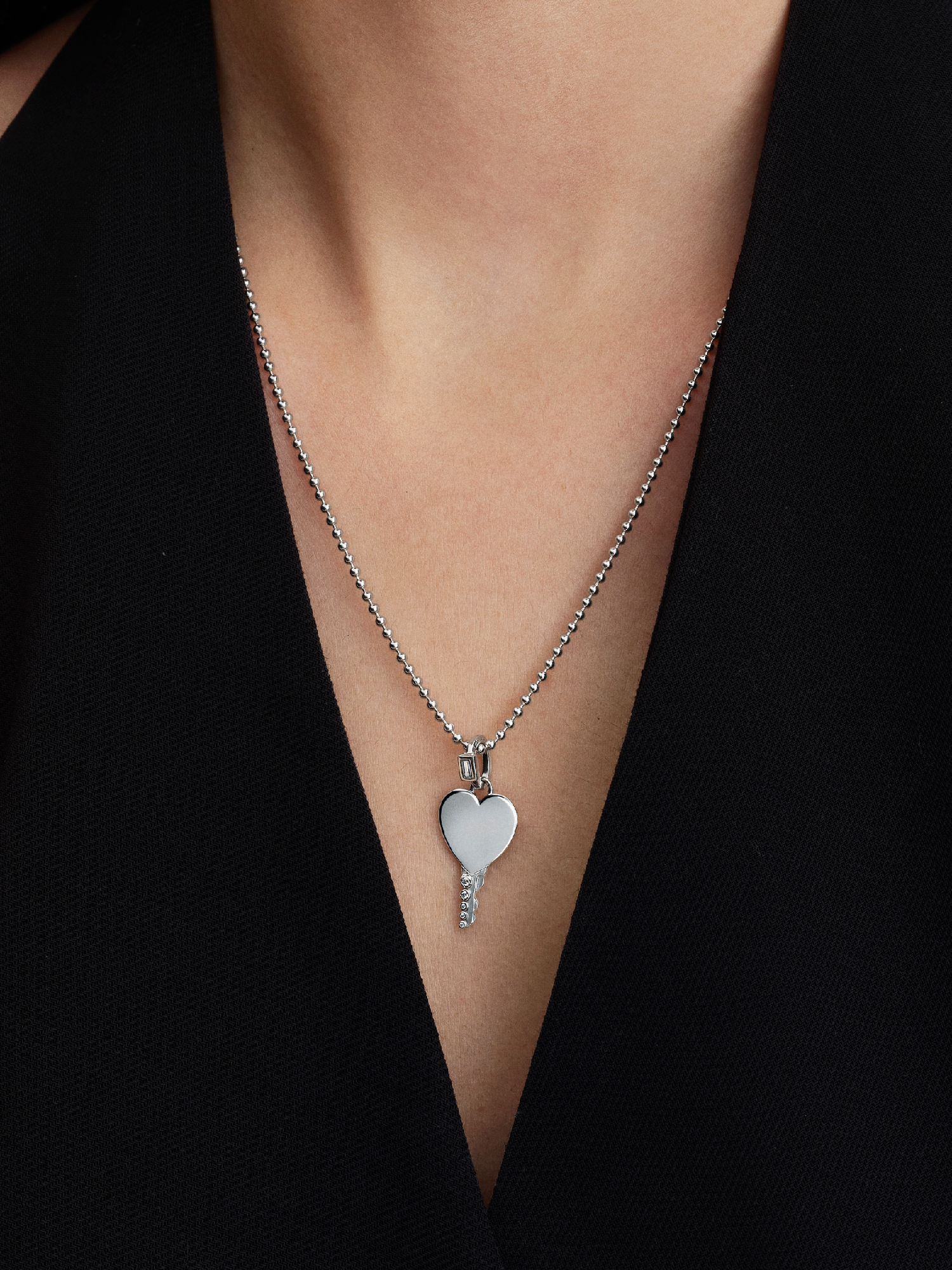 Engravable Heart Key Pendant | Sterling silver | Pandora US