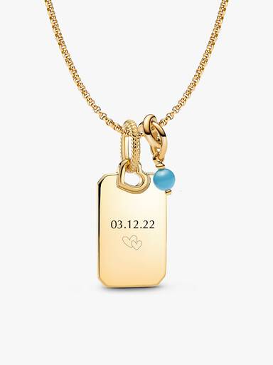 December Engravable Dangle Charm Necklace Set