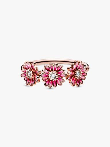 FINAL SALE - Pink Daisy Flower Trio Ring
