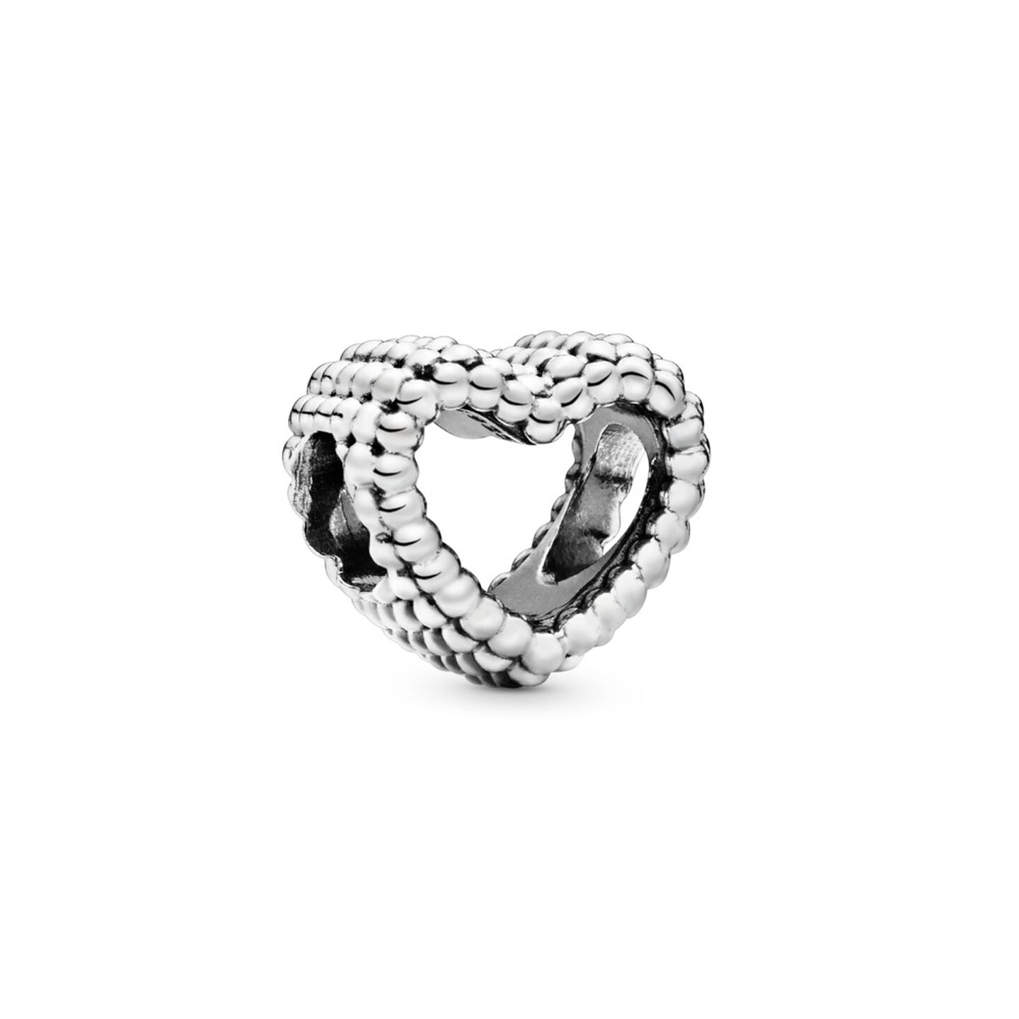 Женский шарм Pandora Beaded Open Heart Charm, Sterling silver, цвет: Серебро — фото 2