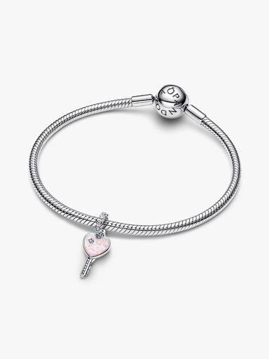 Opalescent Heart Key Dangle Charm