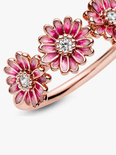 FINAL SALE - Pink Daisy Flower Trio Ring