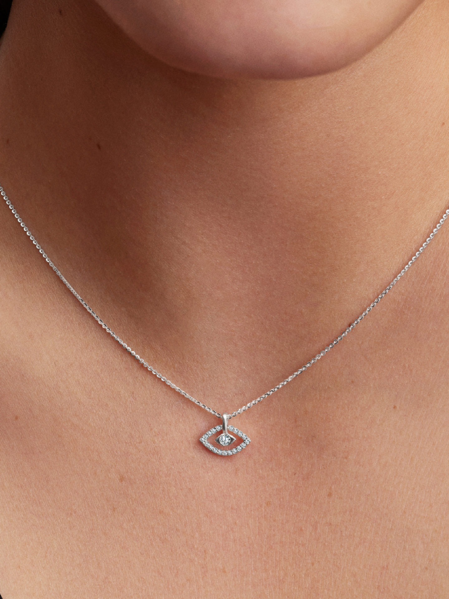 Женское колье Pandora Talisman Sterling Silver Lab-Grown Diamond Evil Eye Pendant, цвет: Серебро — фото 3