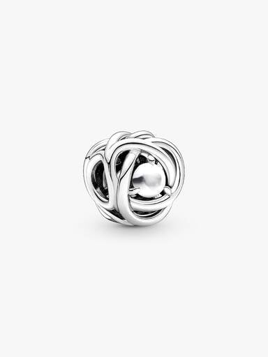 June White Mother of Pearl Eternity Circle Charm