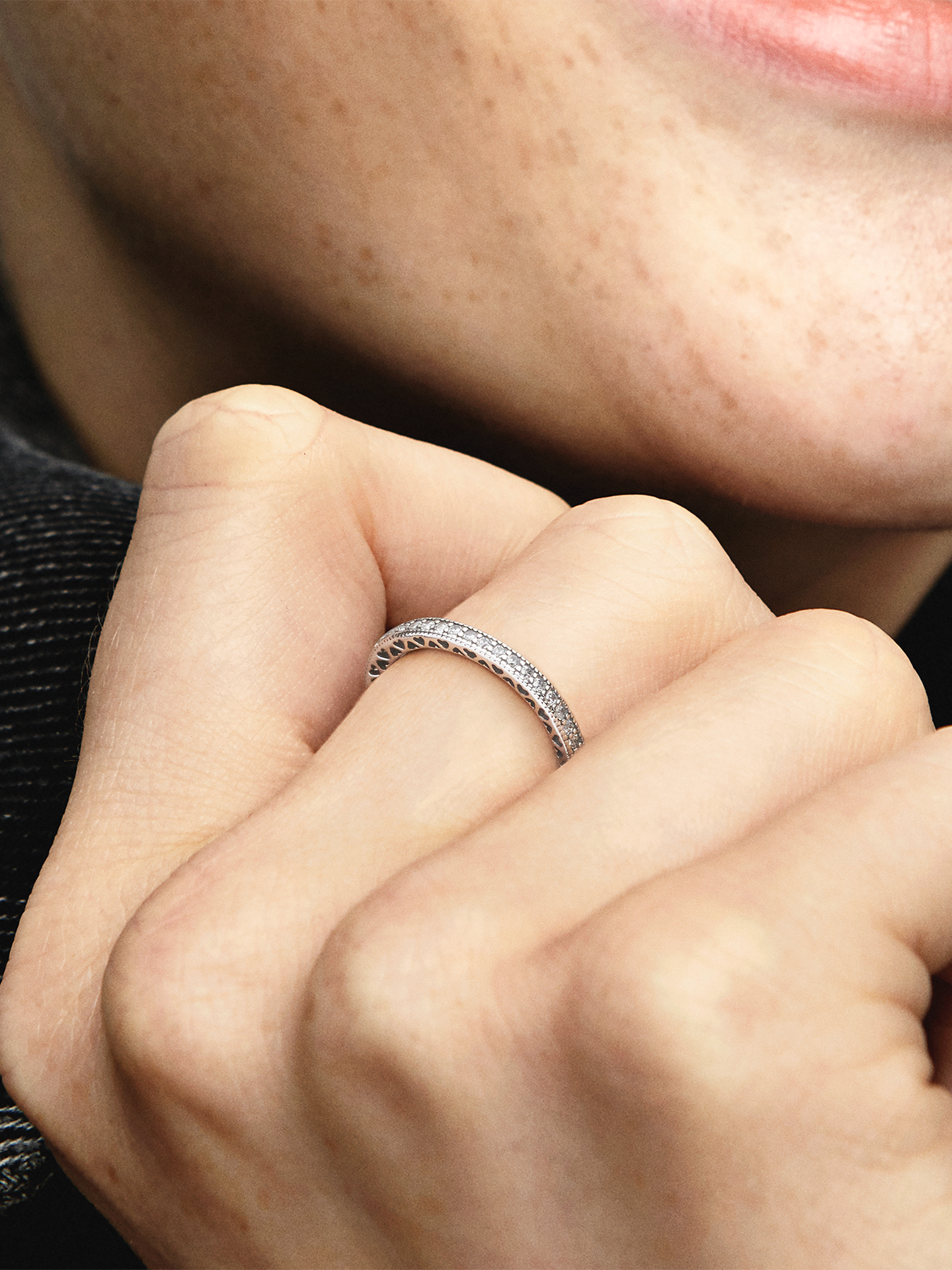 Женское кольцо Pandora Sparkle & Hearts, Sterling silver, цвет: Серебро — фото 3