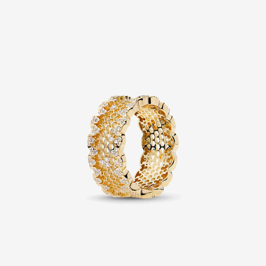 FINAL SALE - Honeycomb Lace Ring, PANDORA Shine™ & Clear CZ image number 0